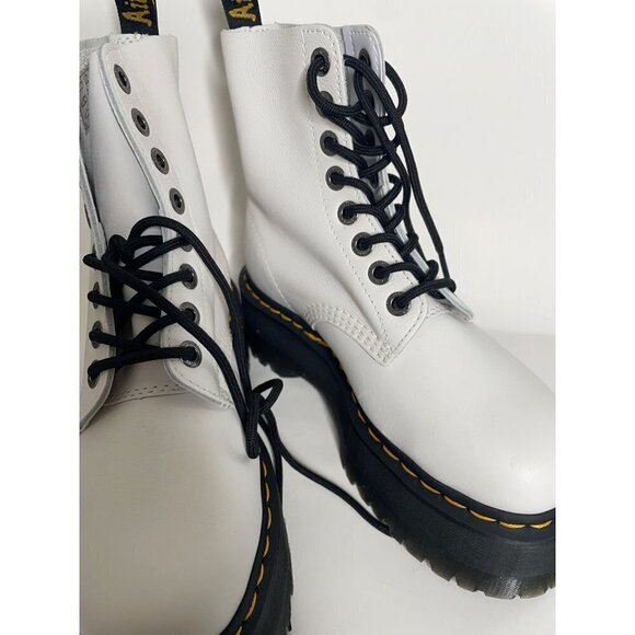 NEW Dr. Martens 1460 Pascal Max White Leather Platform Combat Boots Size 41 US 9 - Picture 6 of 7